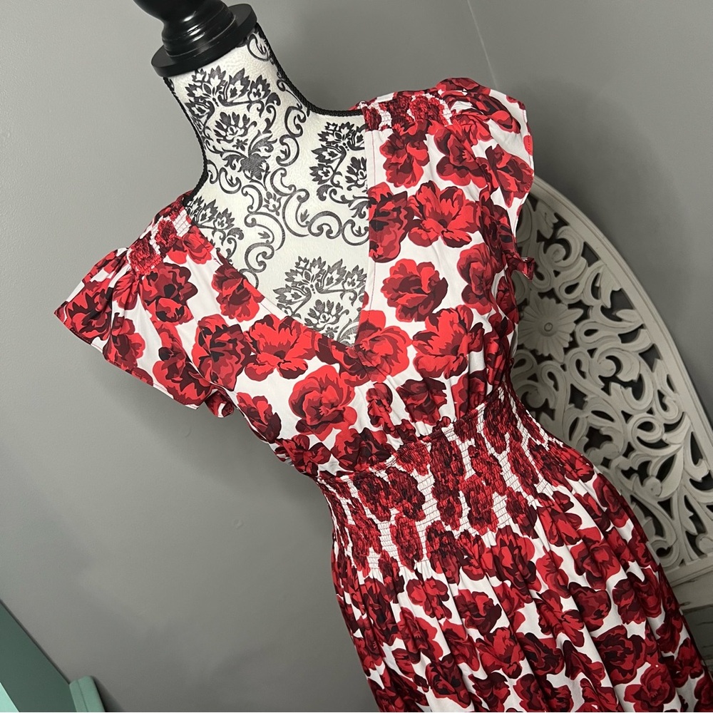 Wayward Fancies Ruffle Sleeve Floral Midi Dress Size Small Boho Cottage Core - Picture 3 of 14